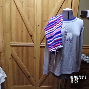 Cuddle Duds gentle used Llama pajama striped pants ladys small colorful cute SM